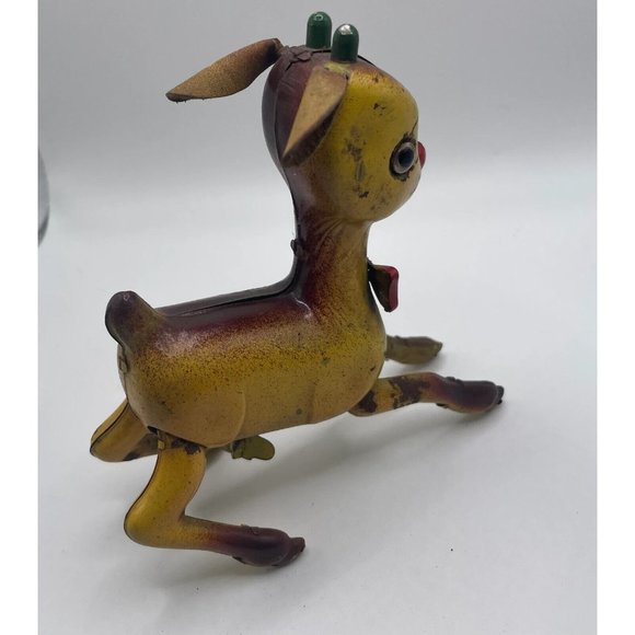 Vintage Wind Up Rudolph The Red Nose Reindeer Tin Toy, Made in Japan, Christmas - Picture 3 of 8